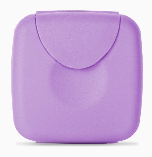 A small plastic case appropriately sized for condoms or sex toy wipes