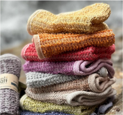 A stack of colorful washcloths